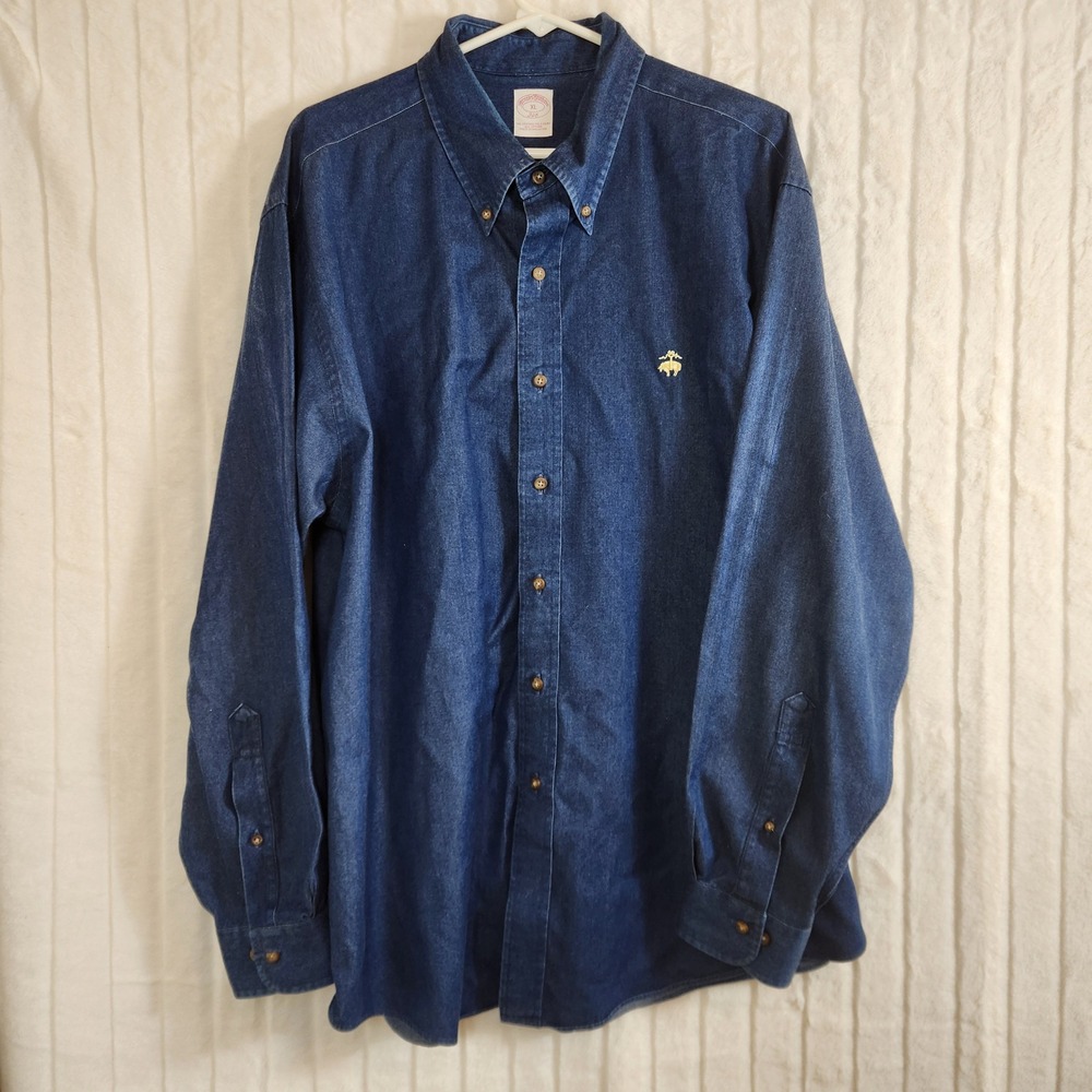 Brooks Brothers 346 Mens XL Blue Denim Long Sleeve Button Down Shirt All Cotton - Picture 11 of 12